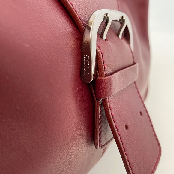 TOD'S Burgundy Red Leather Shoulder Hand Bag - Picture 12 of 16